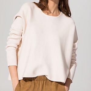 Maje Long Sleeve Cropped Sweater in Baby Pink